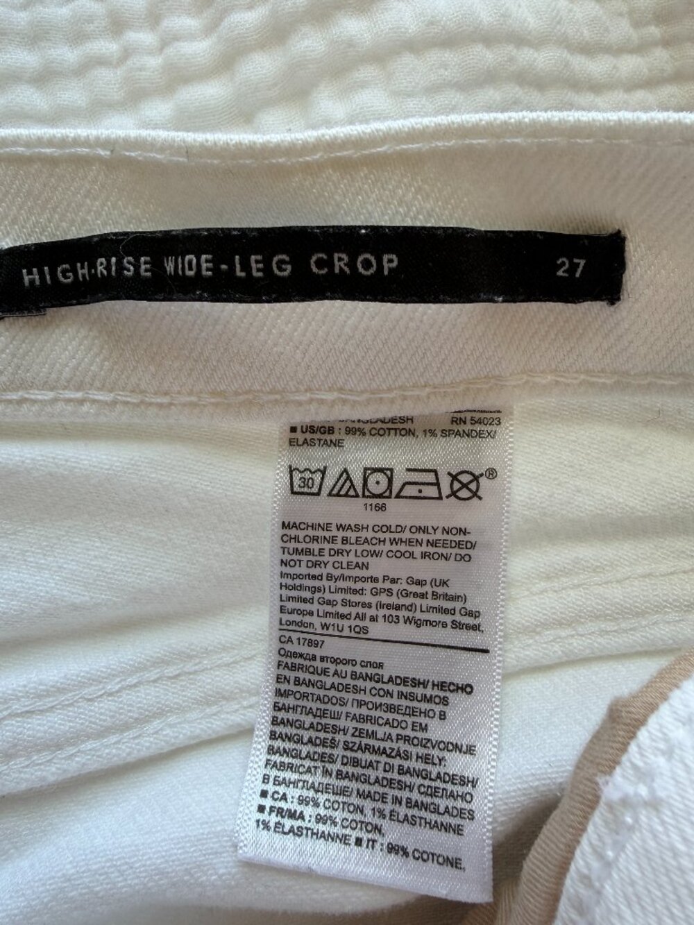 Banana Republic High Rise Cropped Wide Leg Jeans White Raw Hem Size 27 - Picture 9 of 9